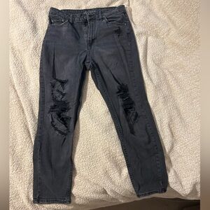 Wild fable black denim distressed wide leg high rise jeans
